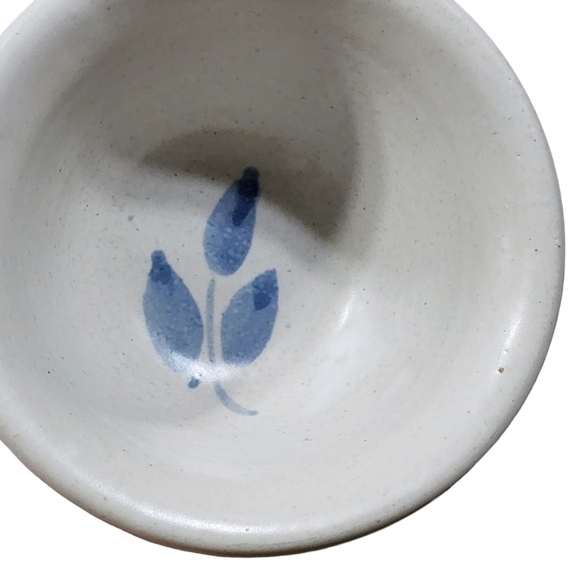 Vtg OBE signed studio pottery finger bowl blue floral - Picture 7 of 11